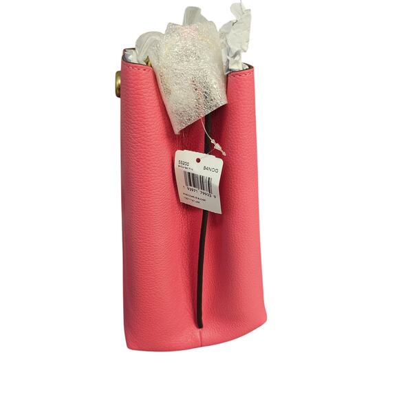 Coach Pink Pebbled Leather Bucket Bag Crossbody Purse Gold Hardware New With Tag - Picture 2 of 4